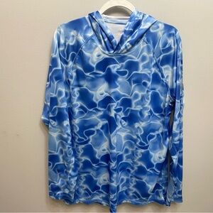 NWOT ZeroXposur Blue Water Patterned Men’s Sunscreen SPF Hoodie